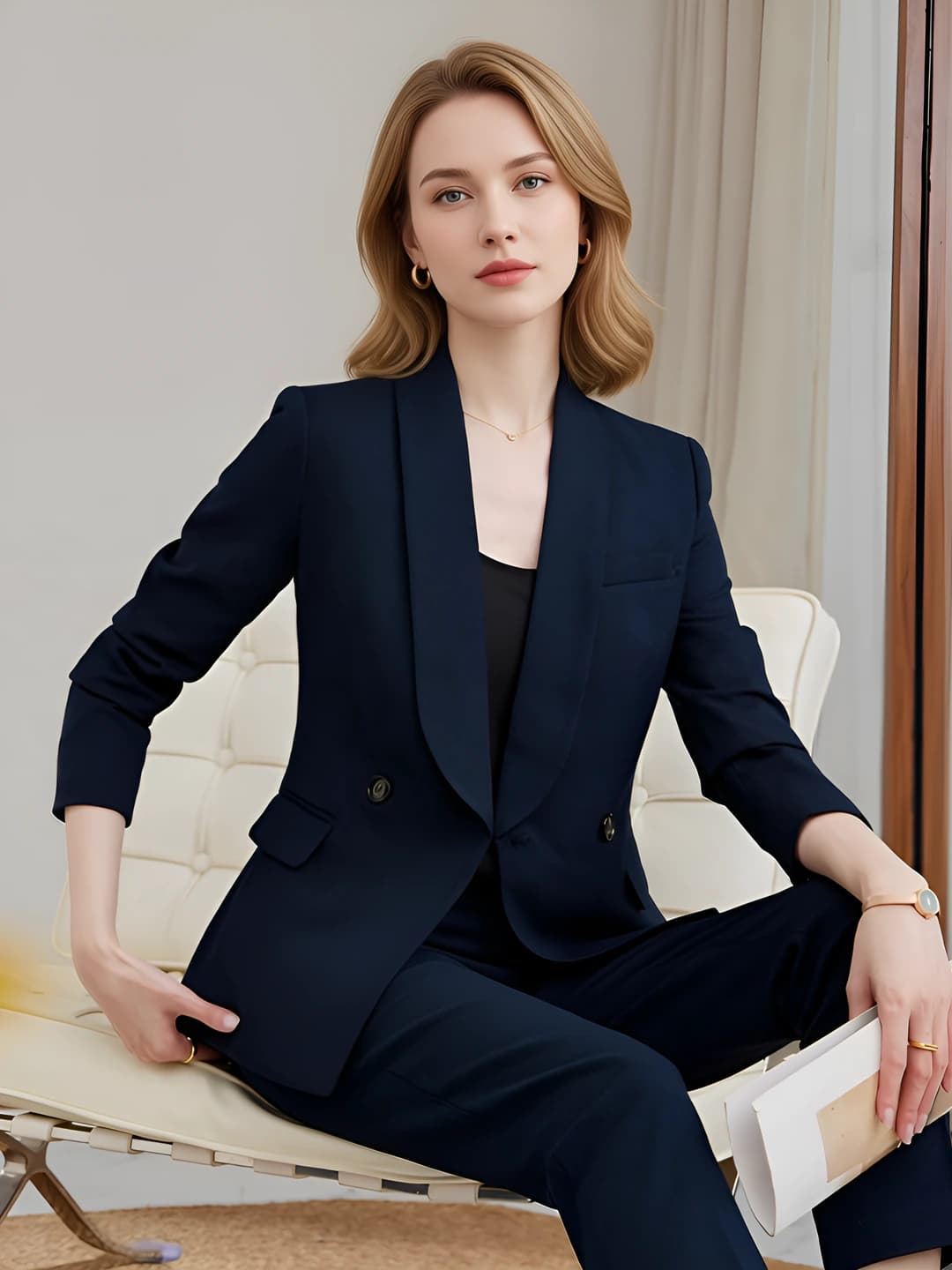 Women's suit set with trousers, blazer and trousers, autumn-winter