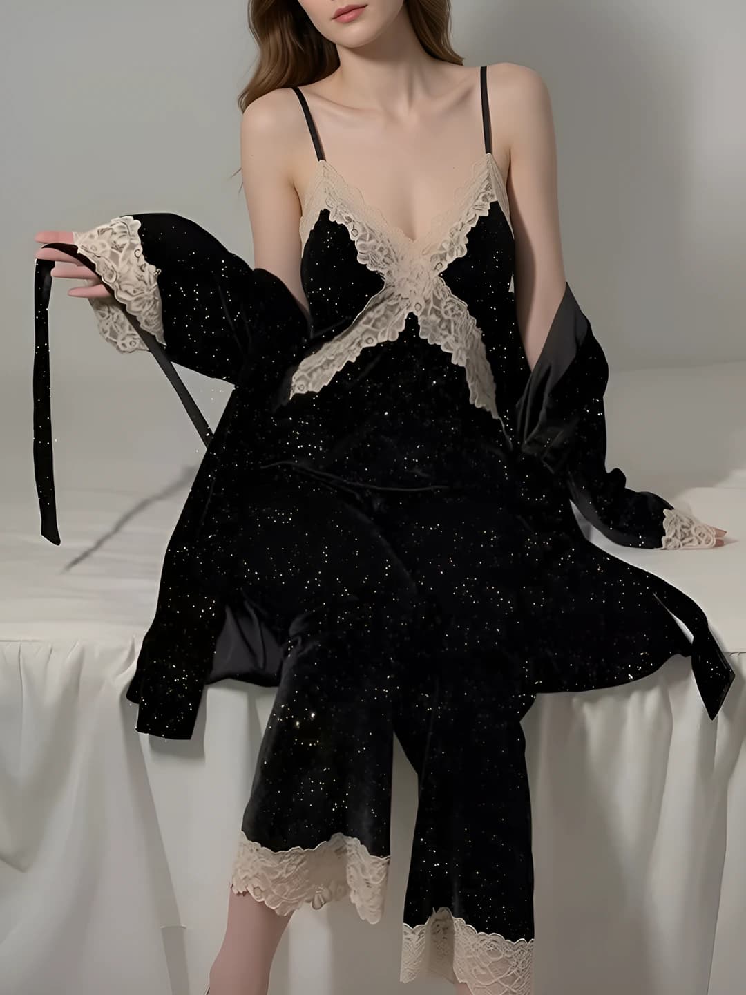 Velvet set 3 pcs - black starry