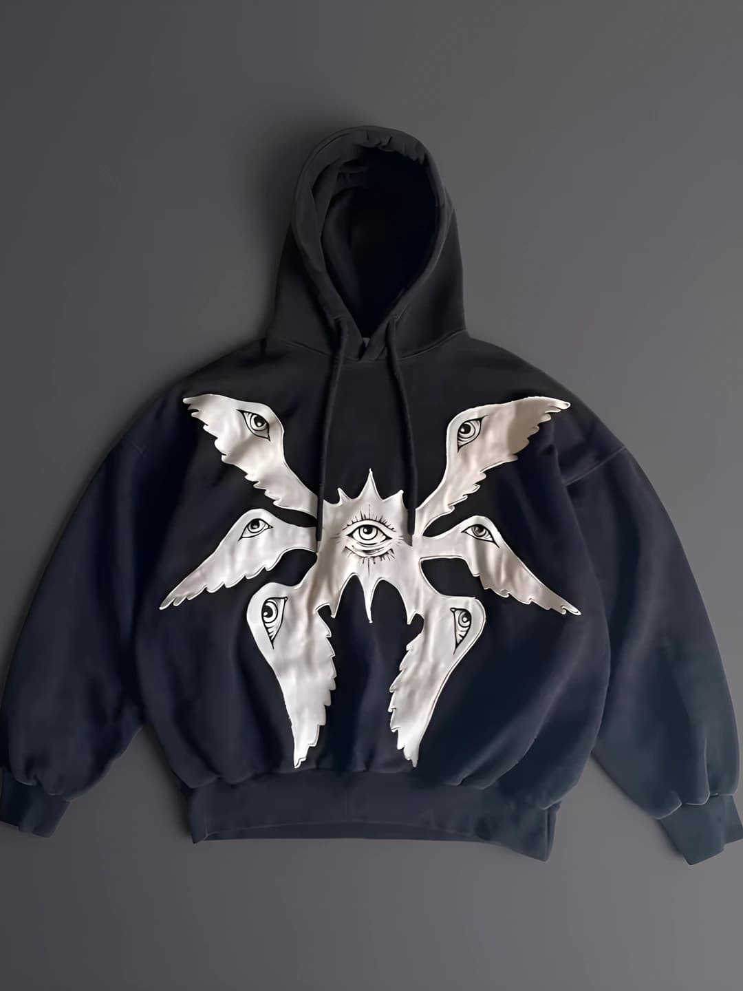 Women's 2026 autumn-winter gothic angel sweatshirt, 3D pattern, loose fit, long sleeve, polyester