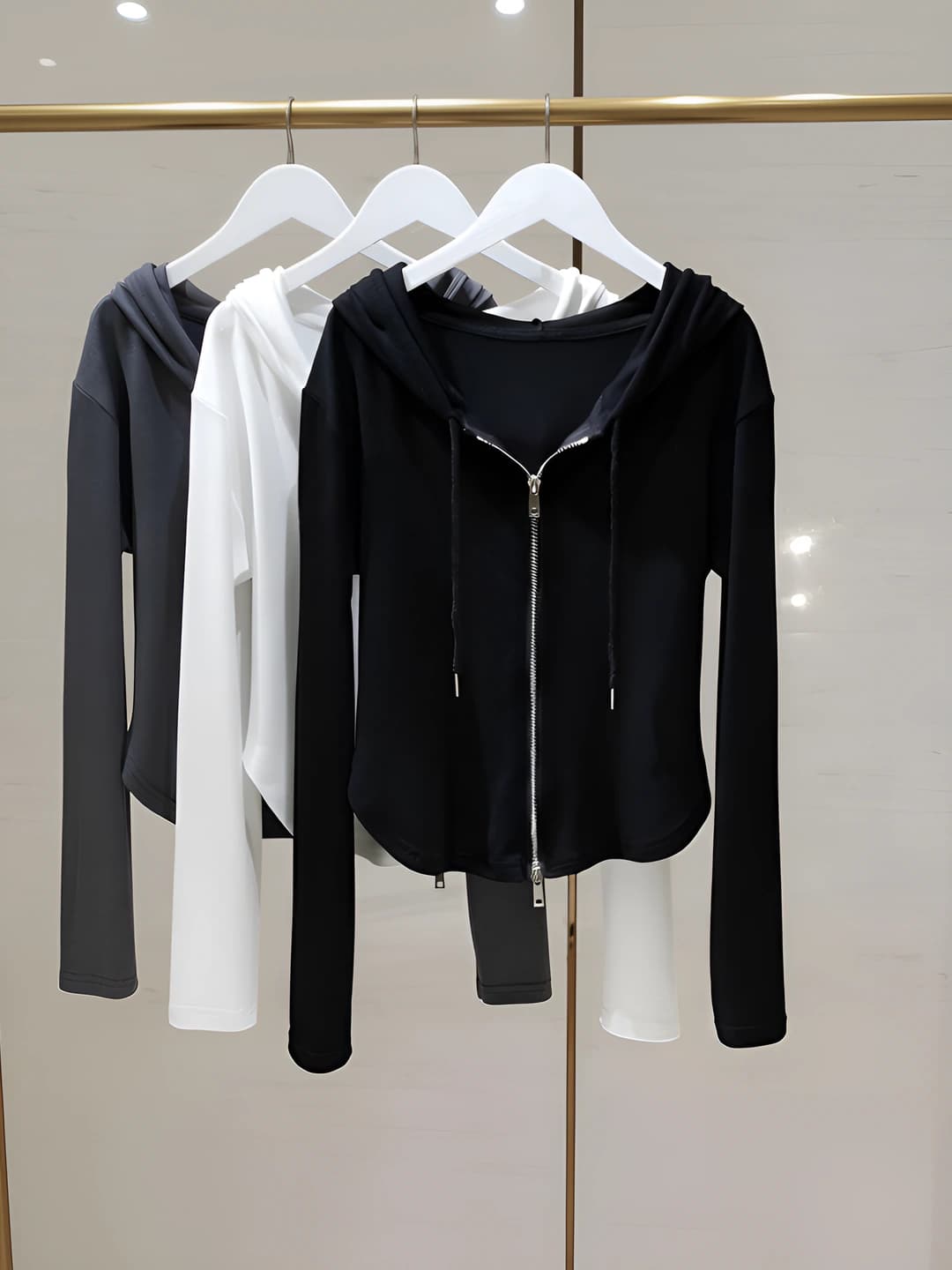 Women's 2026 zip hoodie, Korean style, plus size, slimming, loose fit, long sleeve, casual