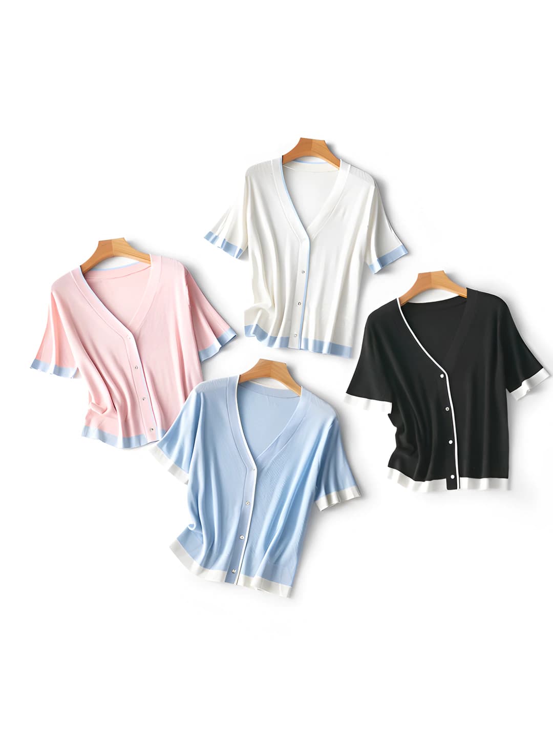 Women's 2026 autumn knit cardigan with V-neck, loose fit, slimming, contrast color pattern
