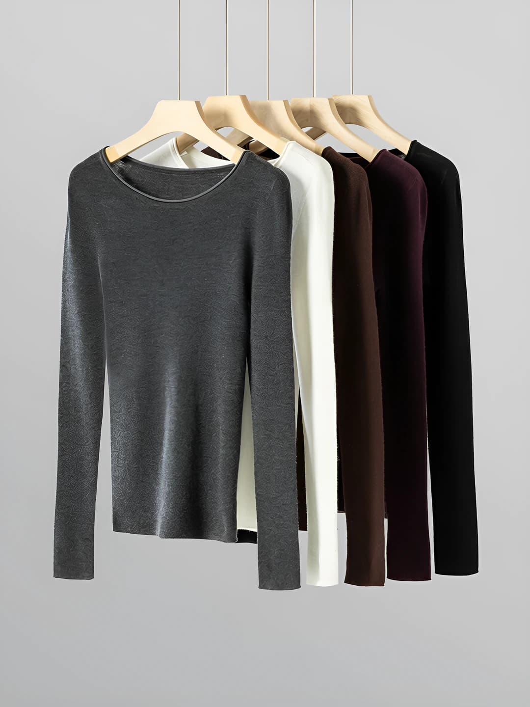 Women's 95% wool knit top, crew neck, slim fit, long sleeve, solid colour, non-iron