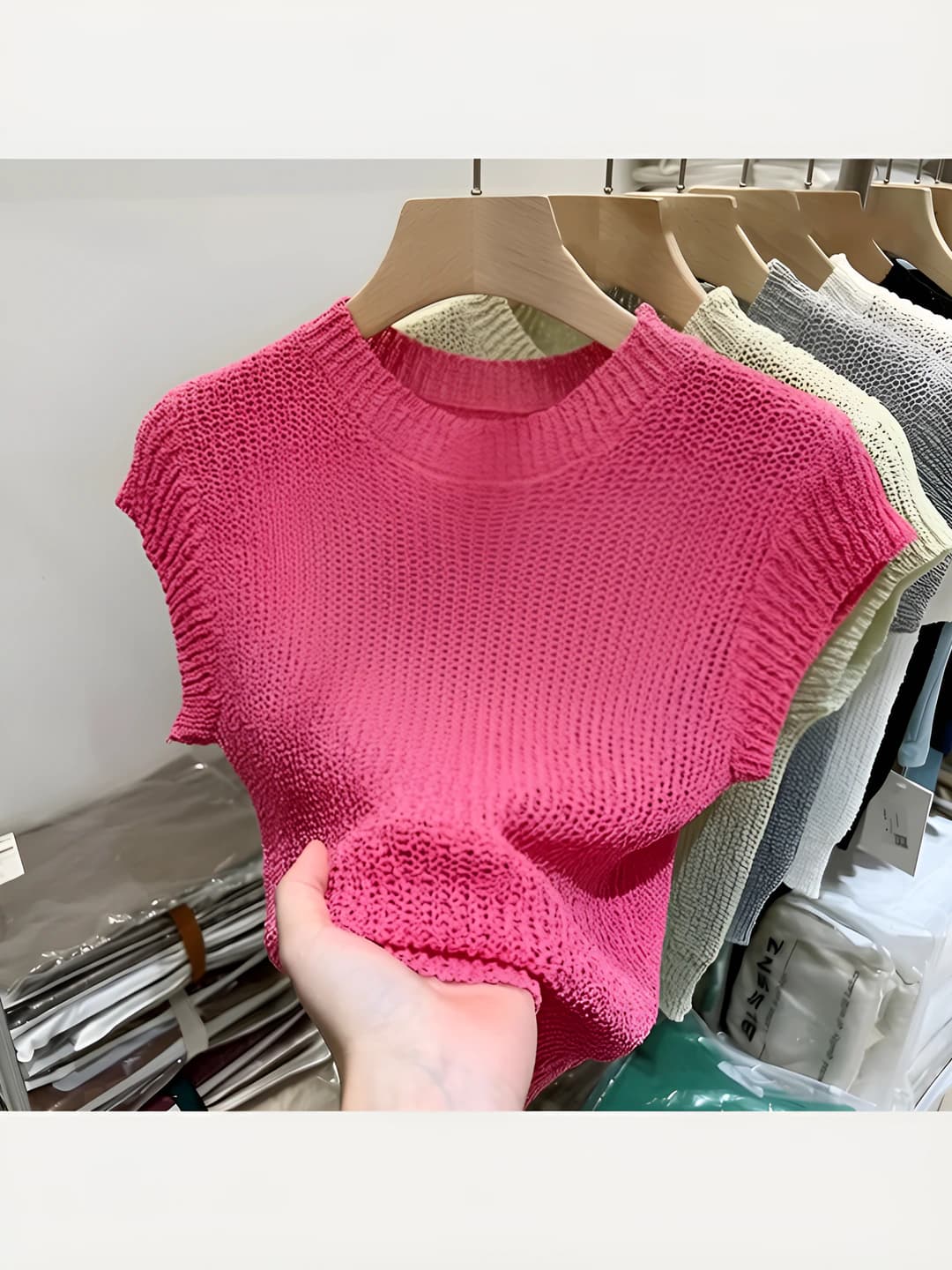 Ayollar uchun retro yupqa to'qima kalta yengli top, yozgi bo'sh (oversize) bir rangli muz-ipak mato