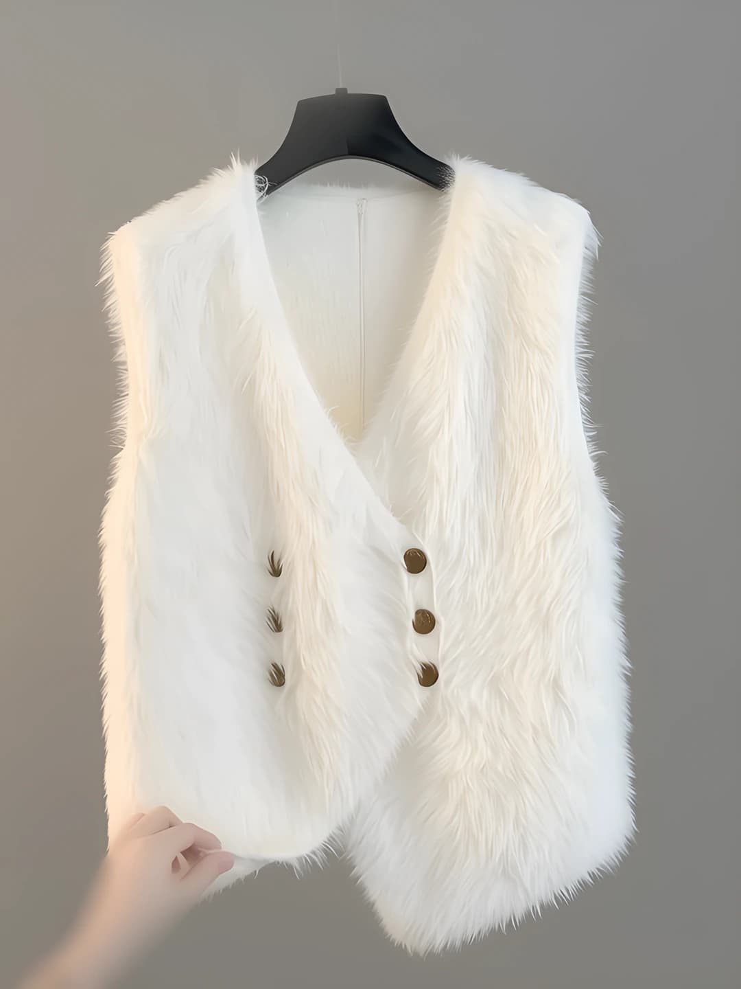 Women's vest: solid colour, V-neck, cardigan, loose fit, for spring-autumn and winter