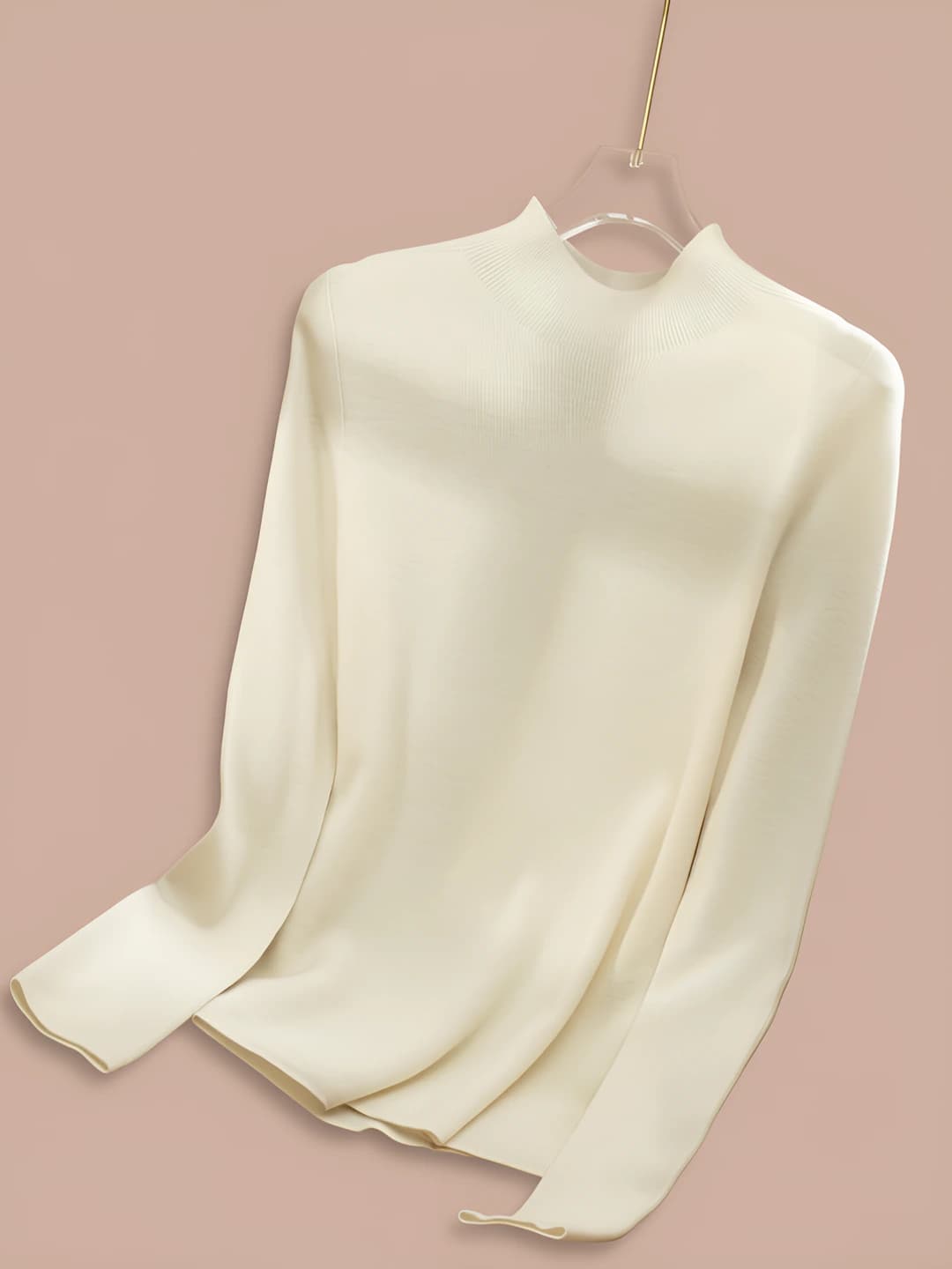 Women's 100% wool sweater, mock neck, slim fit, slimming, warm, autumn-winter 2026