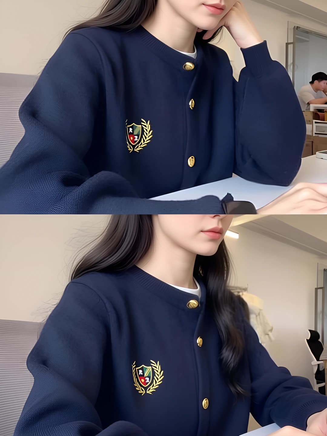 Women's 2026 spring-autumn preppy style embroidered slimming loose fit cardigan
