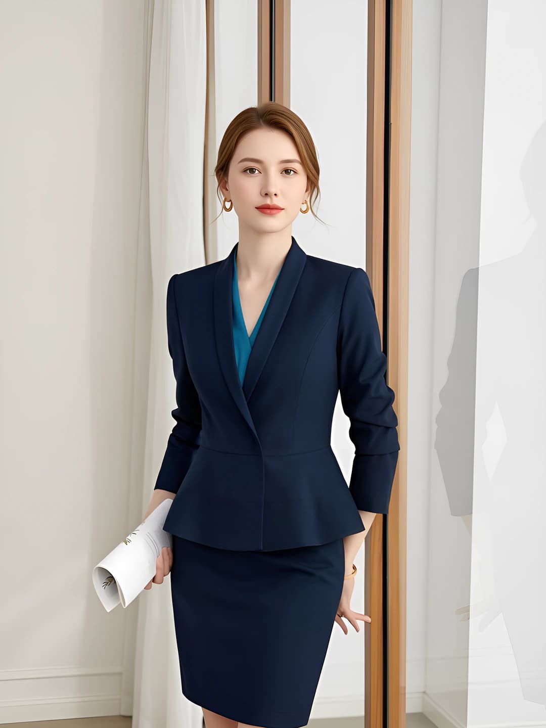 Blue, long sleeve, suit