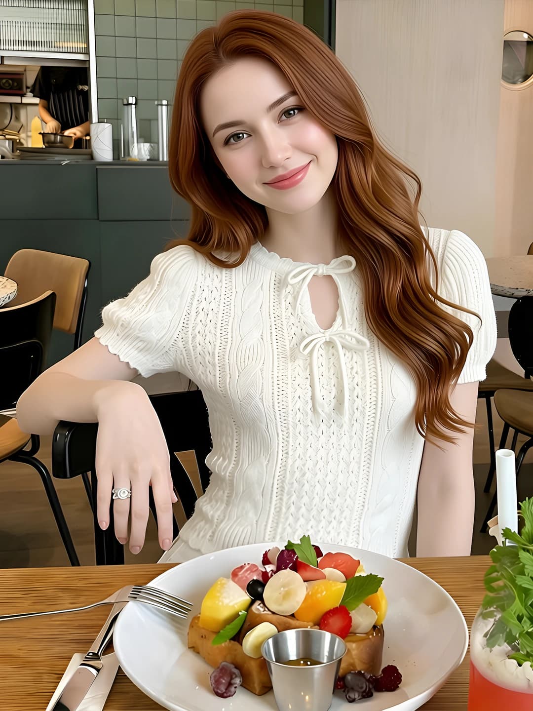 Women's summer knitted top, crew neck, short sleeve, plus size, casual style