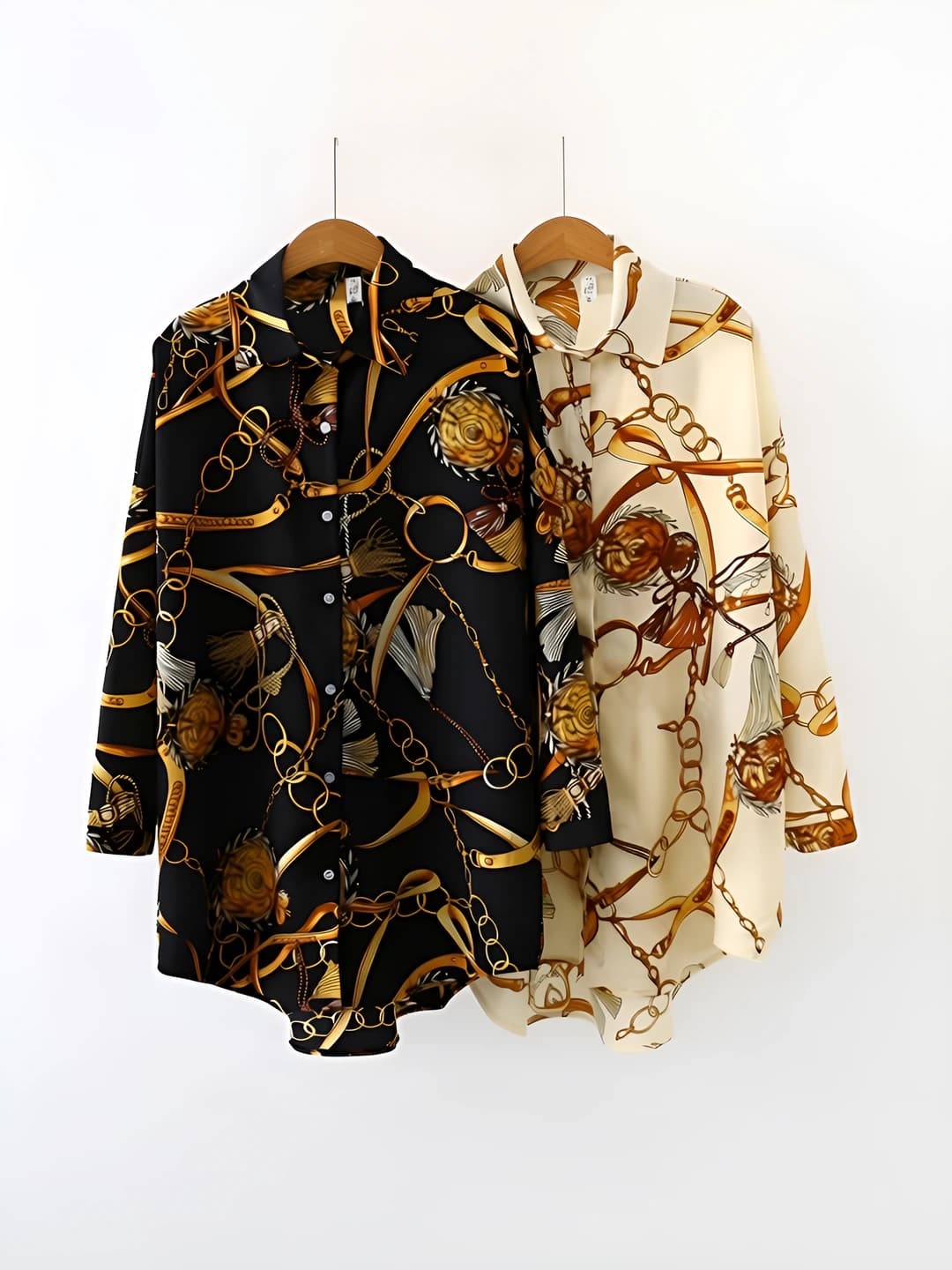 Women's summer sun-protective Korean style printed slim fit long sleeve lapel collar mid-length shirt