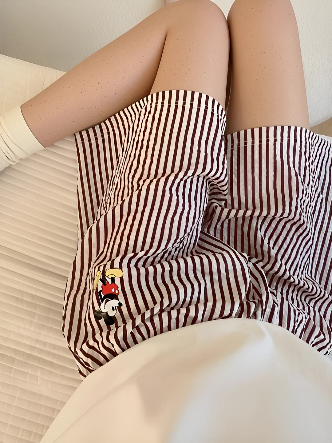 MY425# Brown striped Mickey shorts