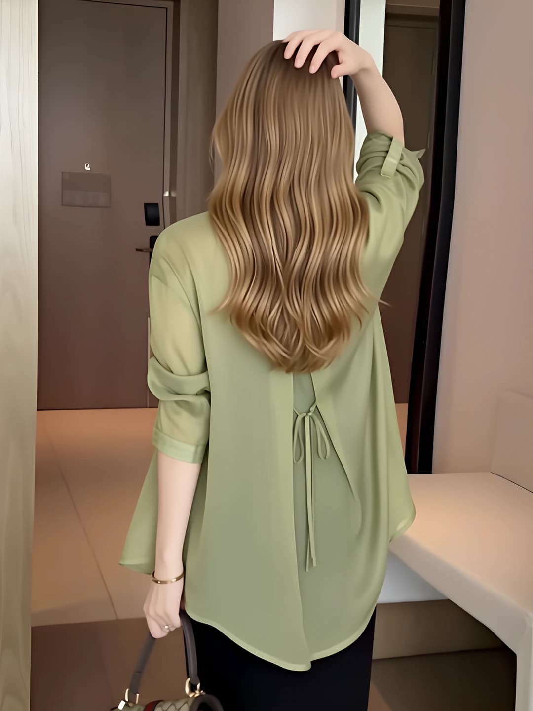 Women's summer sun-protective plus size thin chiffon shirt, POLO collar, elbow-length sleeve, solid colour, 2026