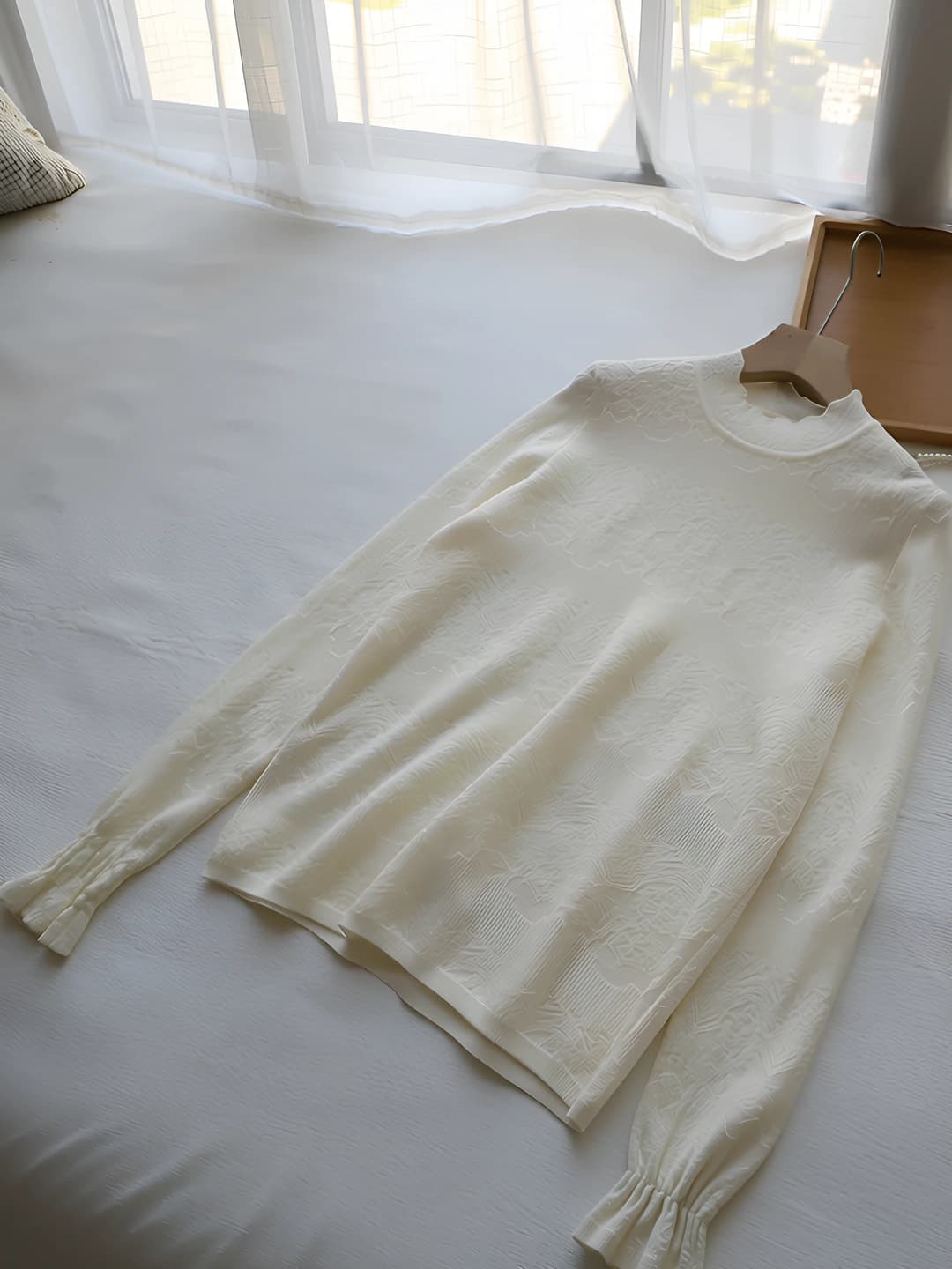 Women's 2026 winter mock neck, solid colour, long sleeve, knitted sweater