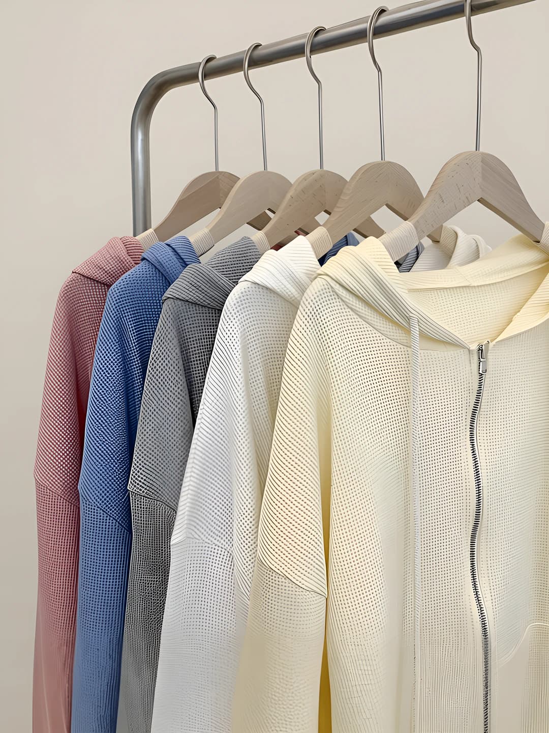Women's 2026 spring-autumn zip-up hooded sweatshirt, loose fit, solid colour, long sleeve, casual style