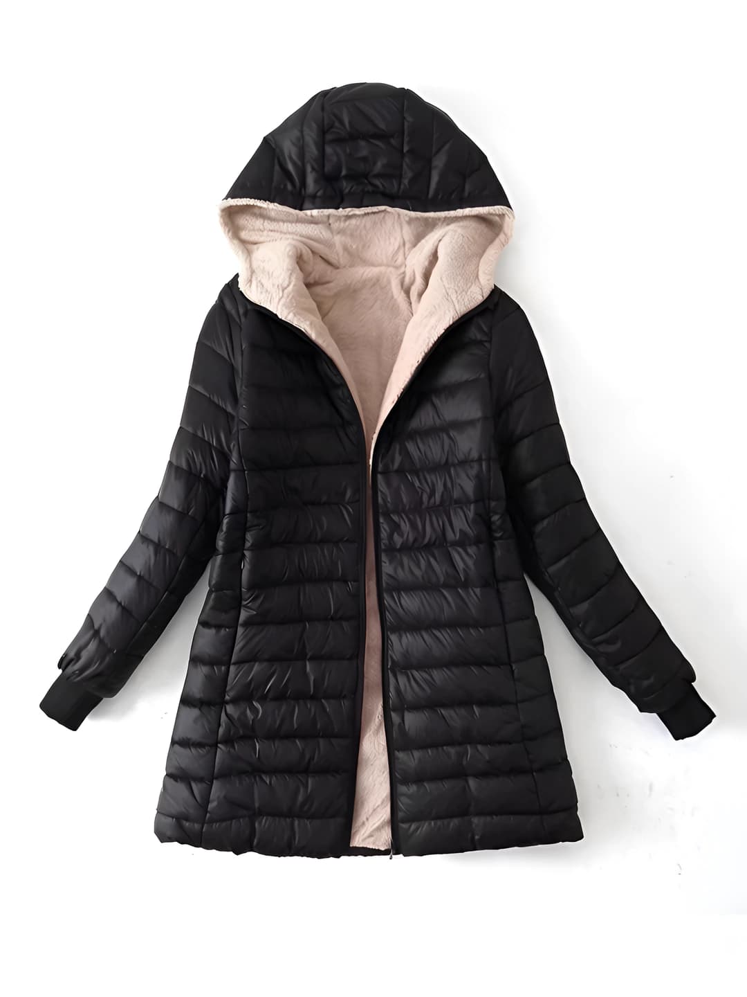 Women's fleece-lined padded winter coat, warm, slim fit, Korean style, autumn-winter 2026