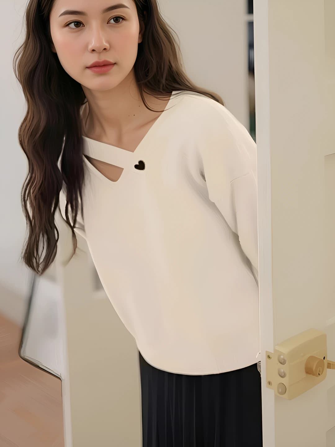 Ayollar uchun koreys uslubida kuz-qish trikotaj sviter pullover, dumaloq yoqa, uzun yeng, bir rangli, bo'sh (oversize) kesim