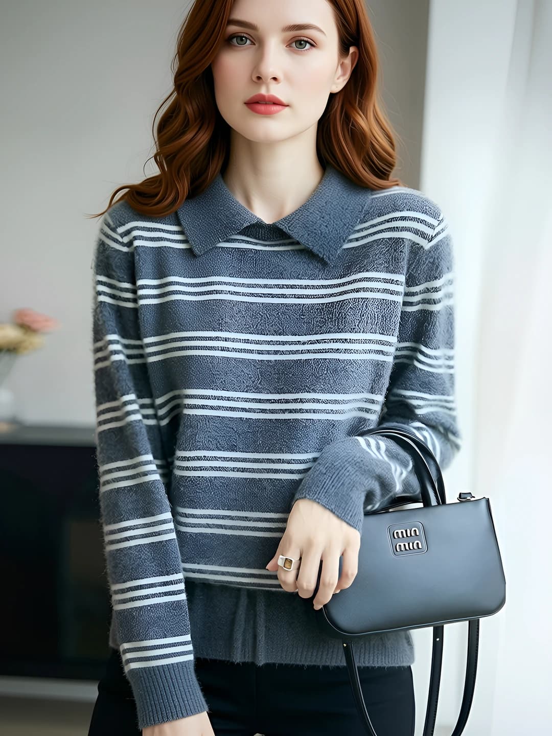 Dark grey striped