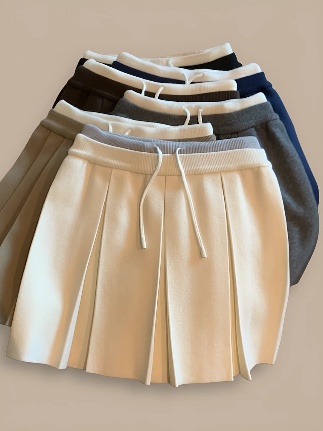 Women's high waist elastic waist pleated mini skirt, slimming, preppy style, for petite, spring-autumn and winter