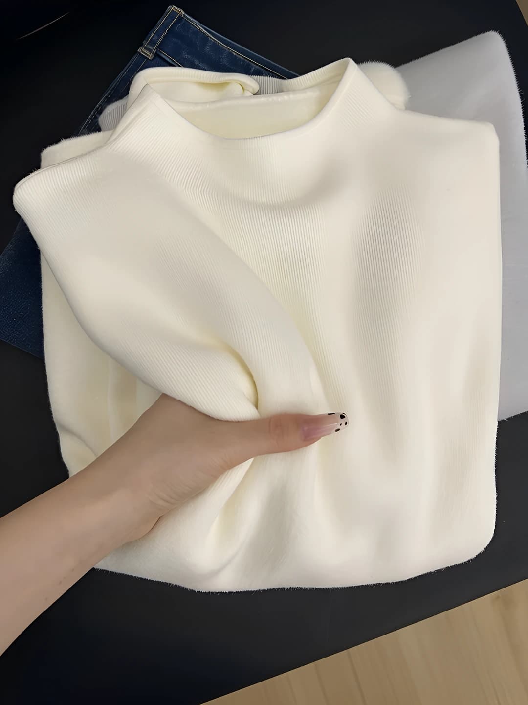 Women's Korean style long sleeve sweater, stand collar, winter and autumn long-sleeve base top