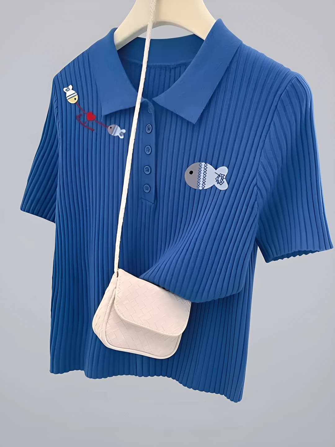 Женская тонкая поло-рубашка Klein Blue, короткий рукав, отложной воротник, большой размер, летняя