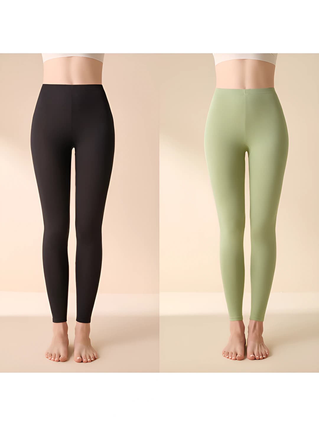Qora + Avokado, 2 dona, Yuqori bel, Paxta