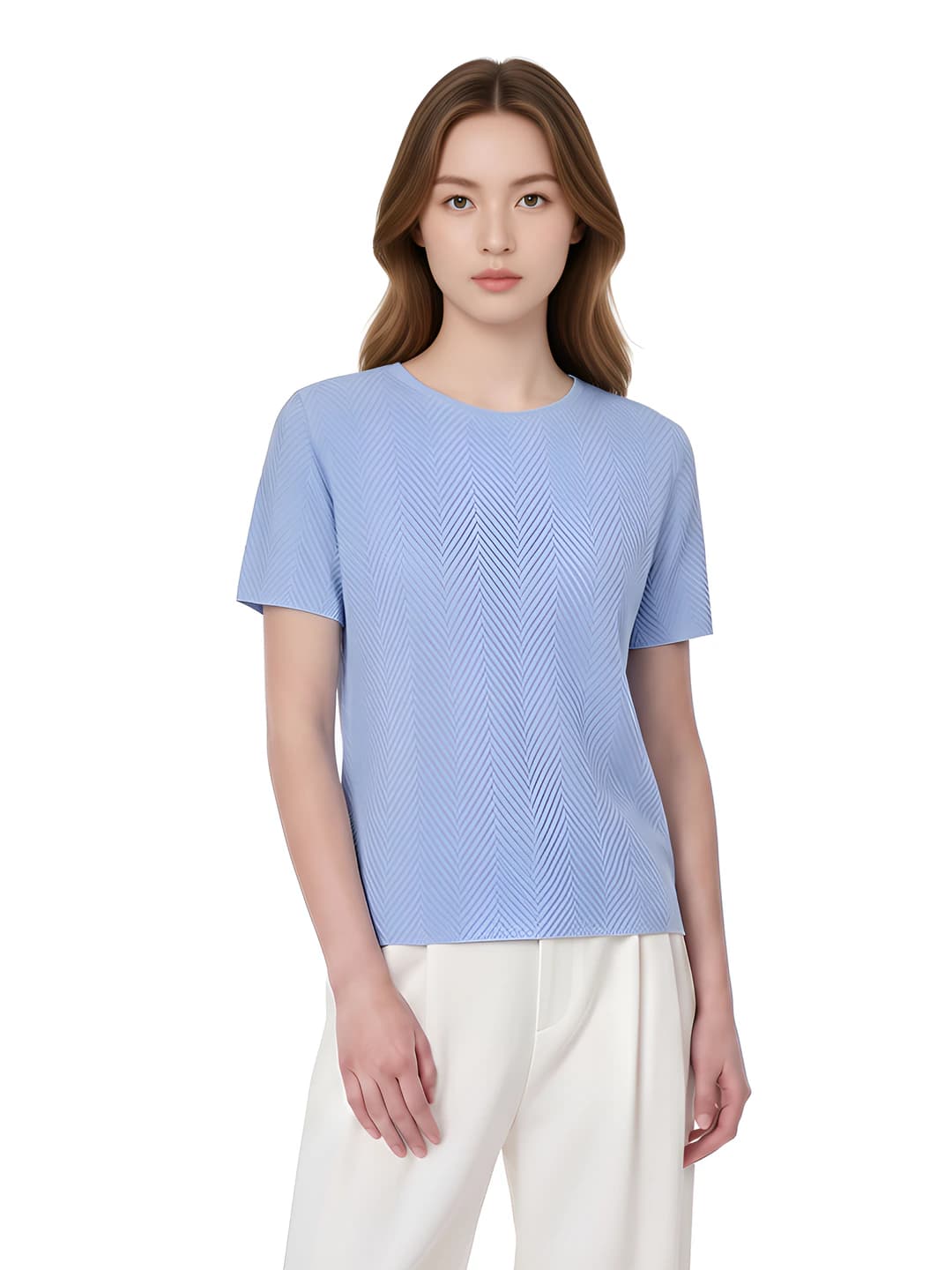 Women's 100% lyocell t-shirt, crew neck, short sleeve, solid colour, casual