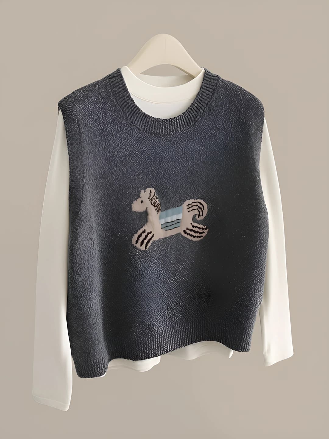 Women's 2026 spring-autumn vest, loose fit, crew neck, sweater, tank top, filling: polyester, style: office