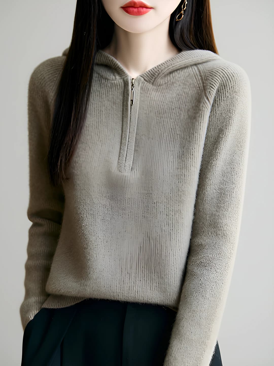 Tan, hooded