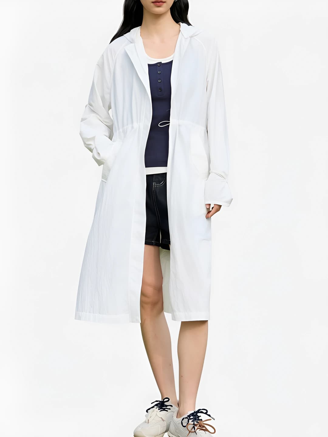 Women's light sun-protective jacket for spring-summer 2026, long sleeve, loose fit, straight cut, solid colour, casual