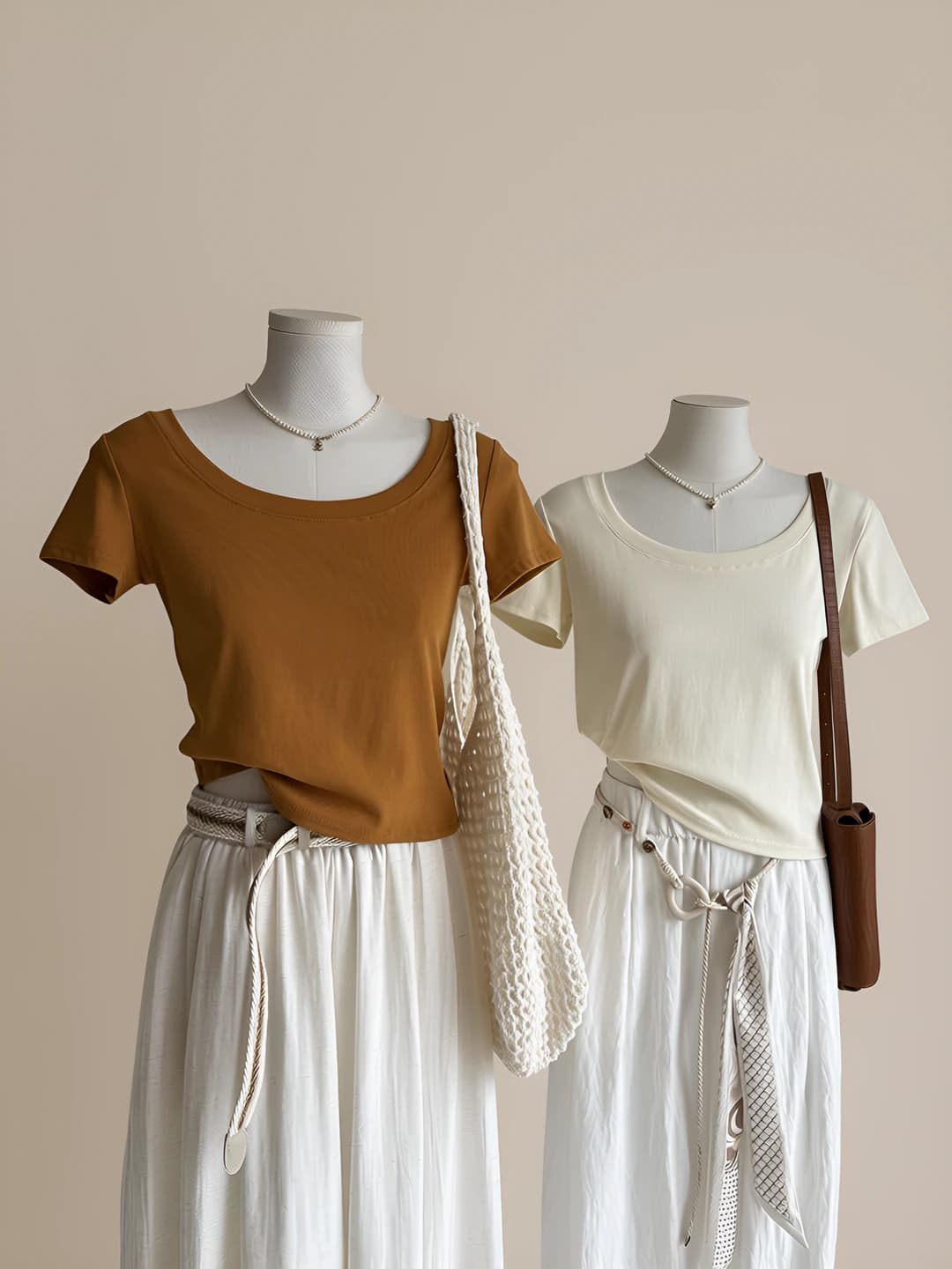 Women's summer Korean style solid colour crew neck short sleeve slim fit t-shirt