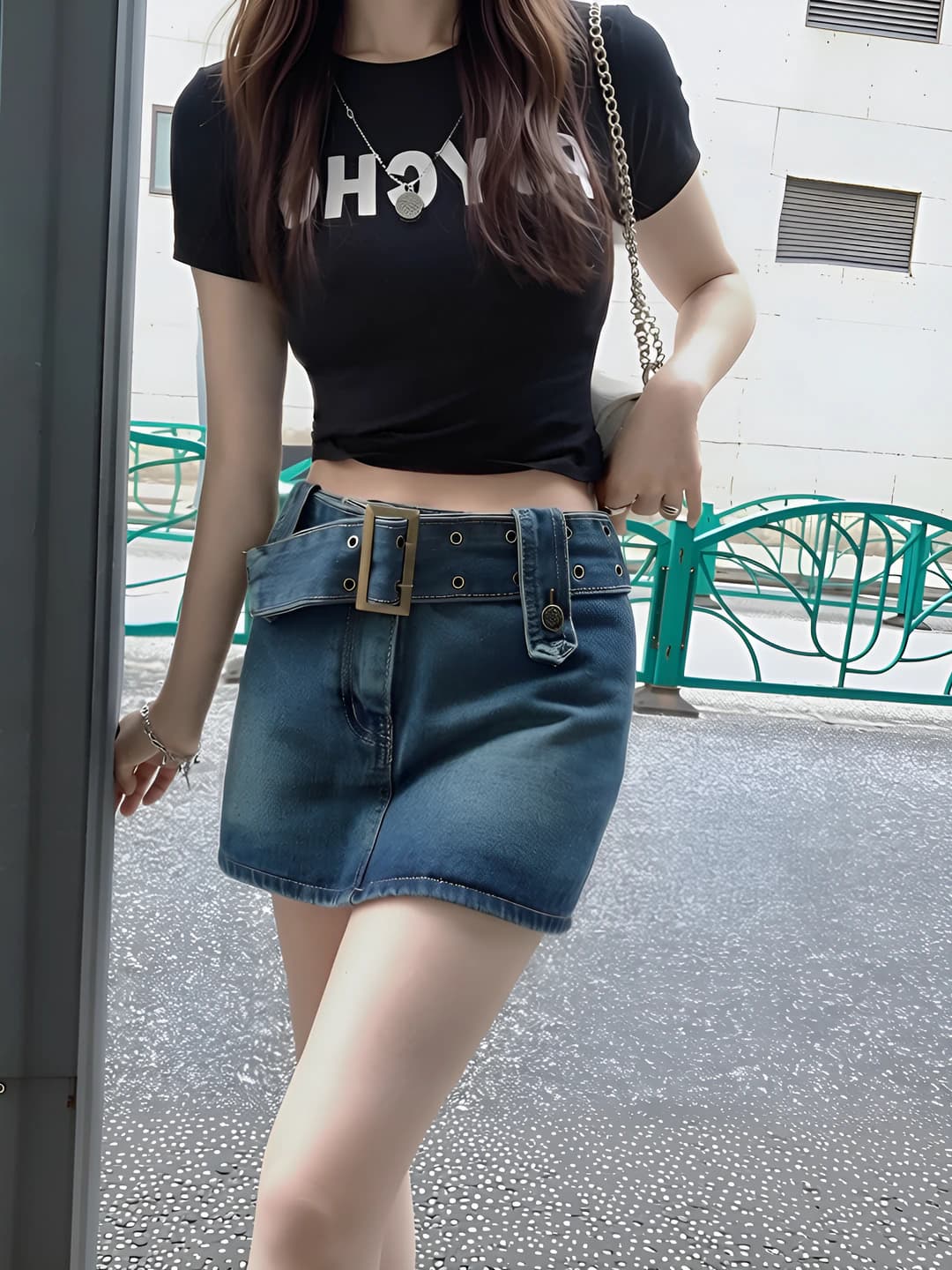 Women's retro high waist denim mini skirt, slimming, summer