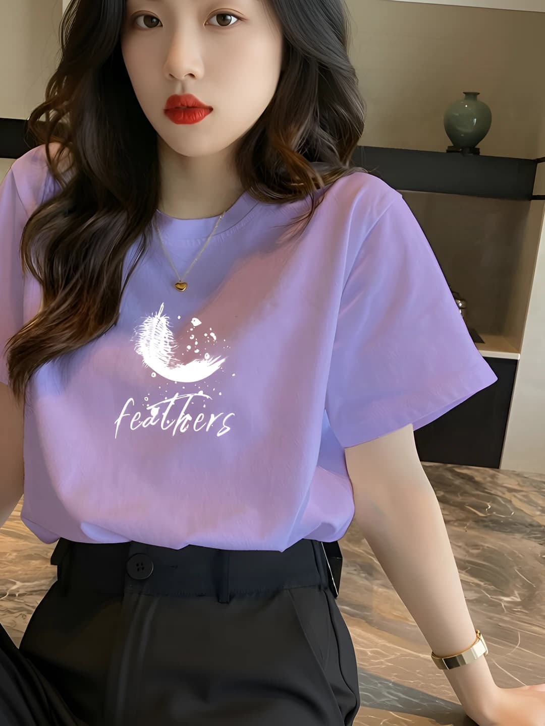 Purple—White feather