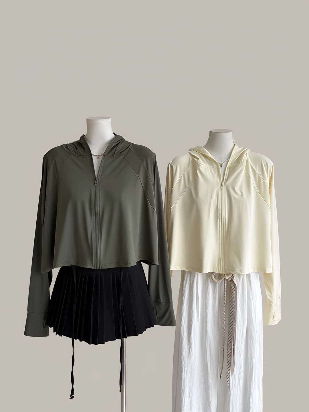 Women's summer sun-protective jacket, Korean style, loose fit, solid colour, long sleeve, zip