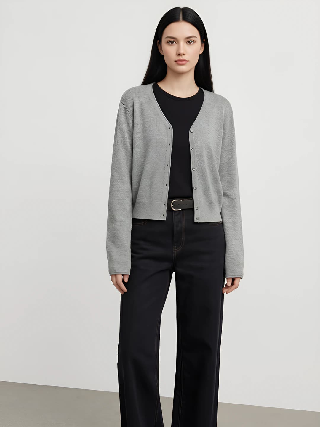 Women's knit cardigan, thin, summer, sun-protective, V-neck, long sleeve, solid colour, regular fit