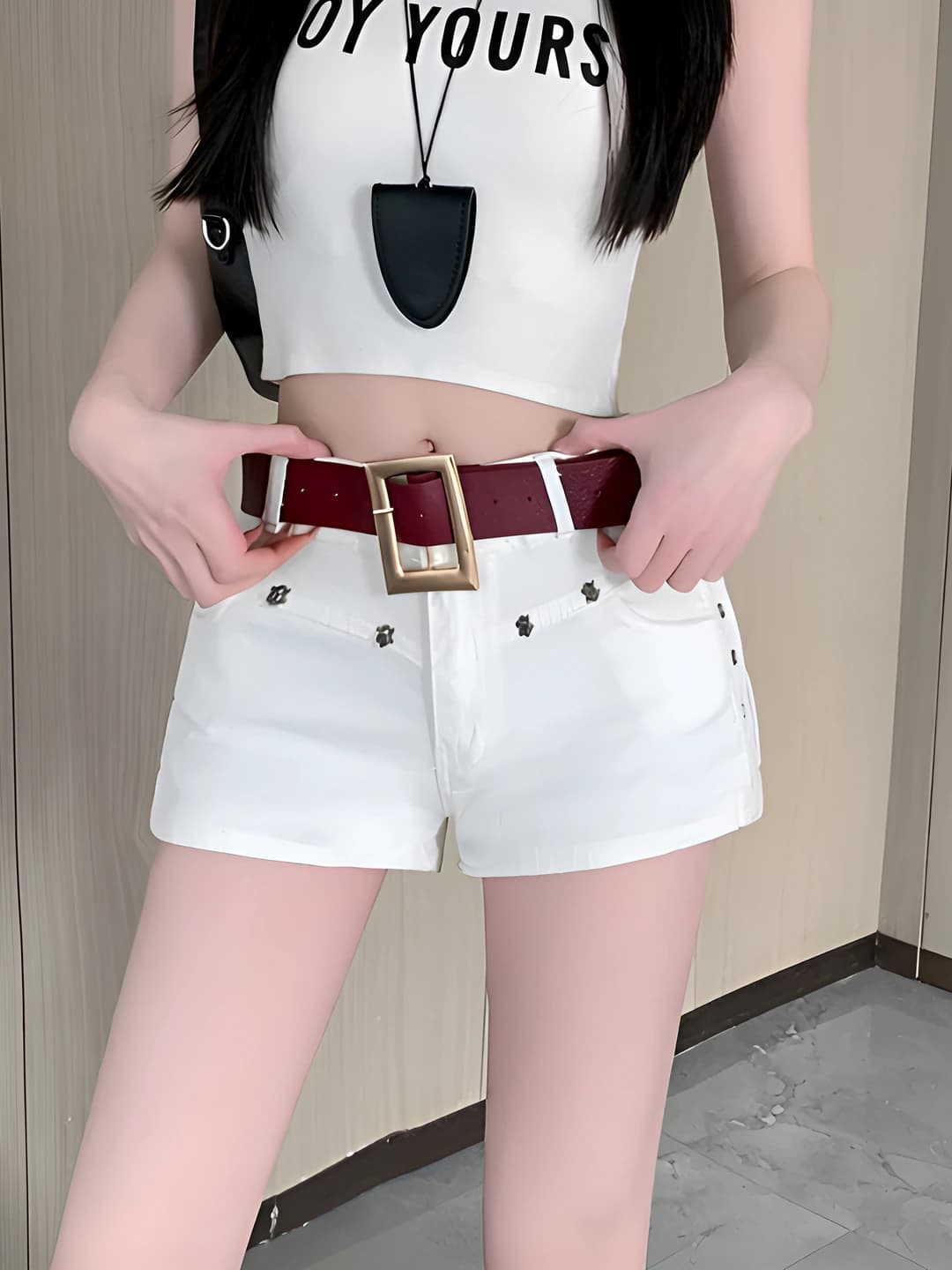 White (with belt)