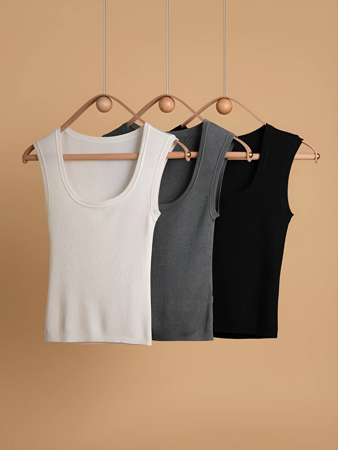 Women's thin knitted tank top, slim fit, solid colour, slimming, for outerwear