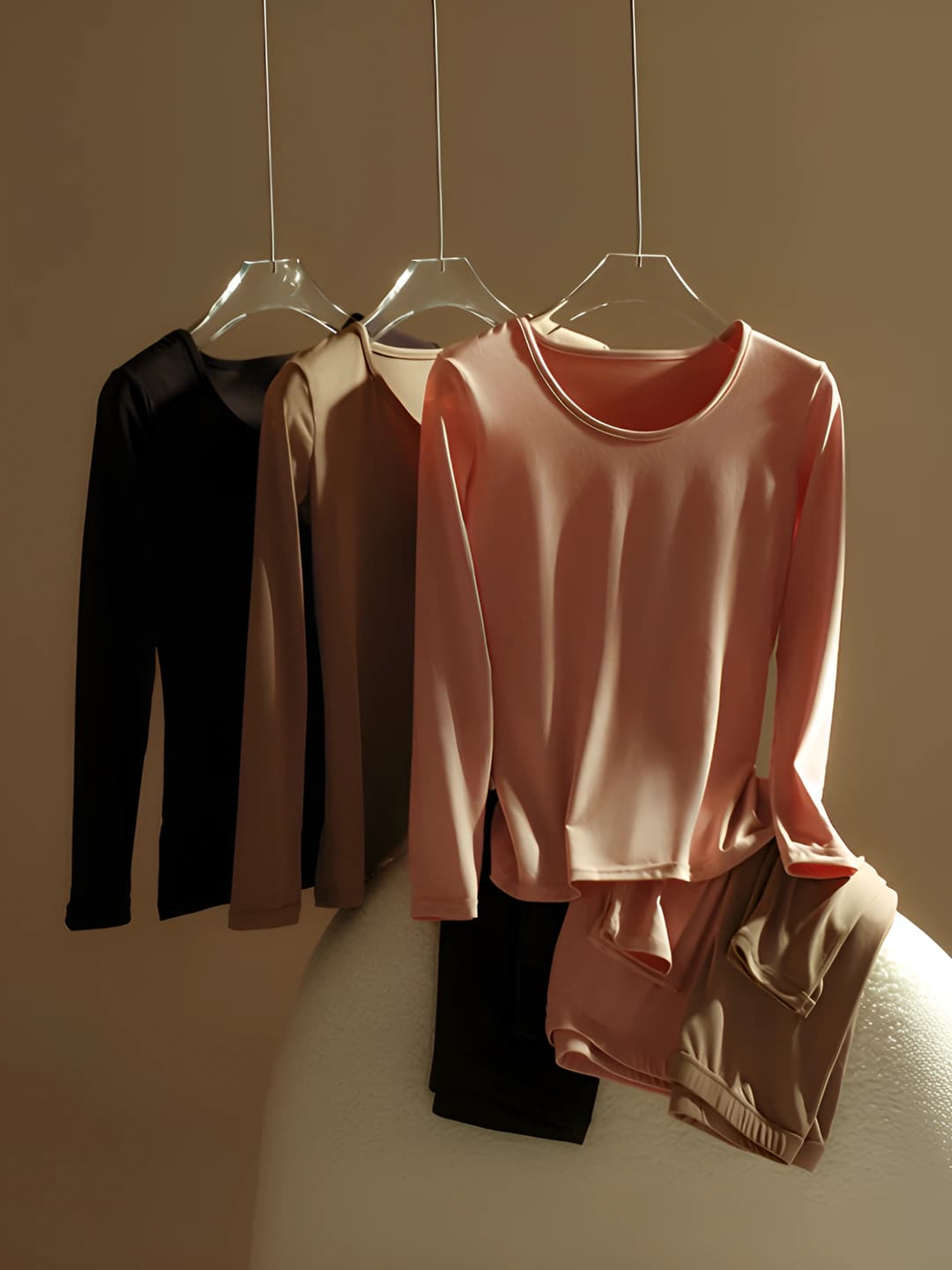Women's thermal underwear set: long sleeve, crew neck, slim fit, warm, slimming autumn base layer