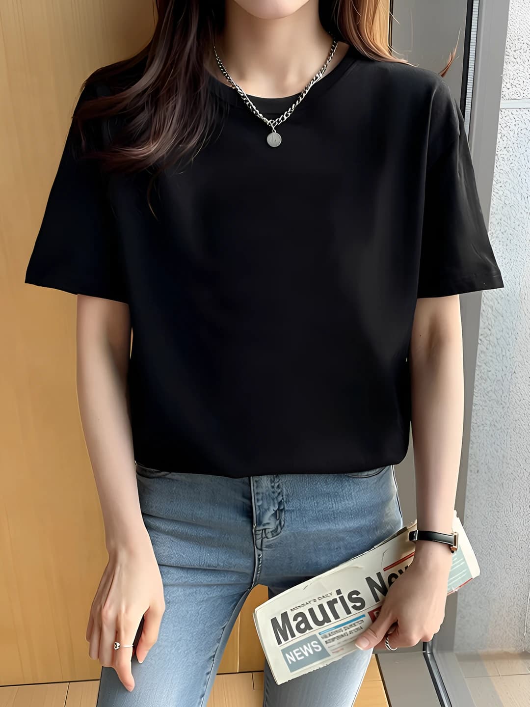 Black 200g T-shirt [solid color]