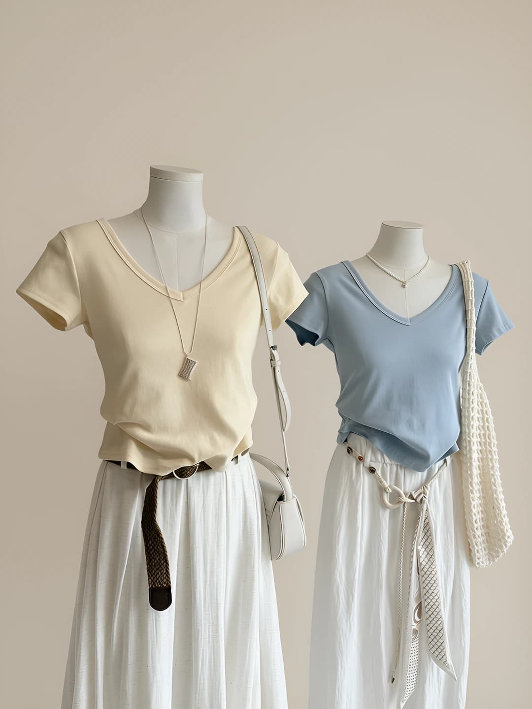 Women's 2026 summer new arrival, Korean style V-neck, solid colour, slim fit, slimming, casual, cropped, short sleeve t-shirt