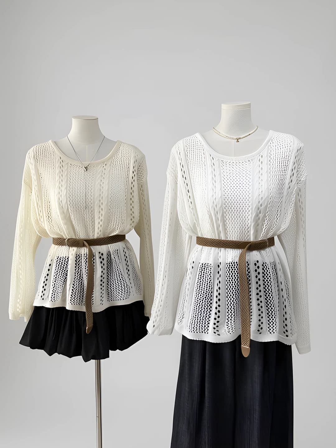 Women's 2-piece set for spring-autumn 2026: tank top and long sleeve knit top in Korean style