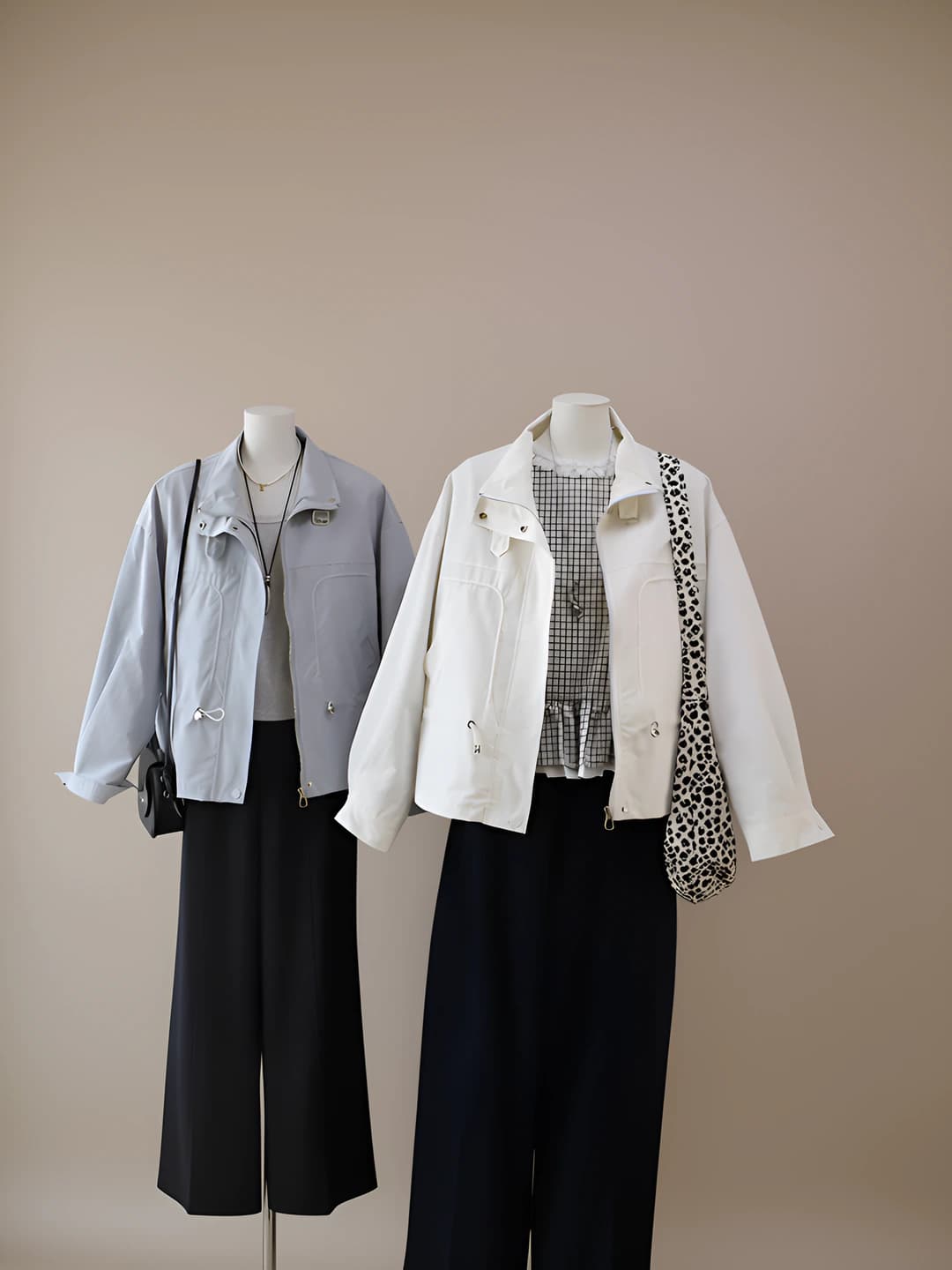 Women's Korean style casual light jacket, loose fit, lapel collar, zip closure, solid colour, early spring 2026