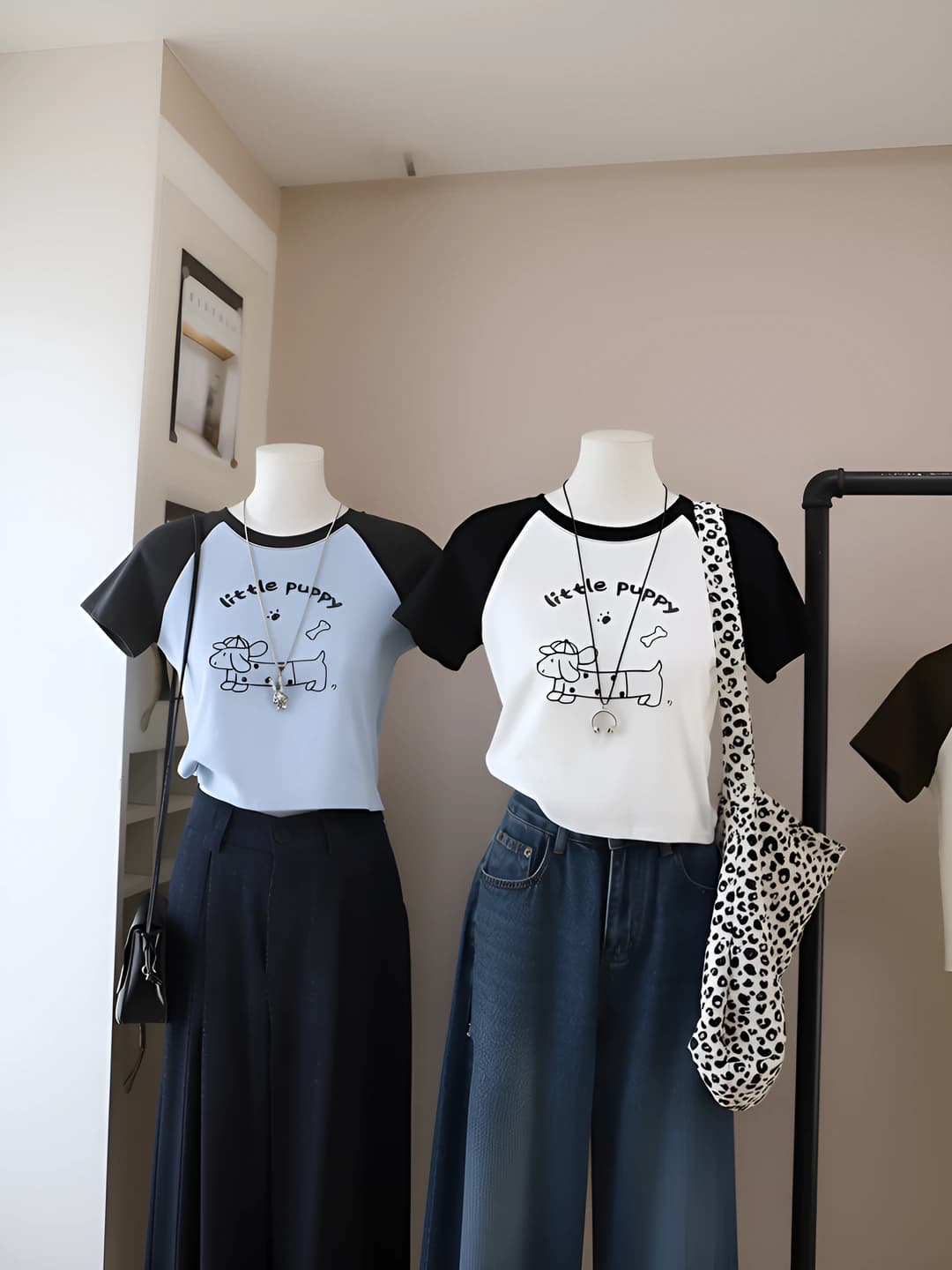 Women's 2026 spring-summer Korean style crew neck slimming short sleeve printed t-shirt