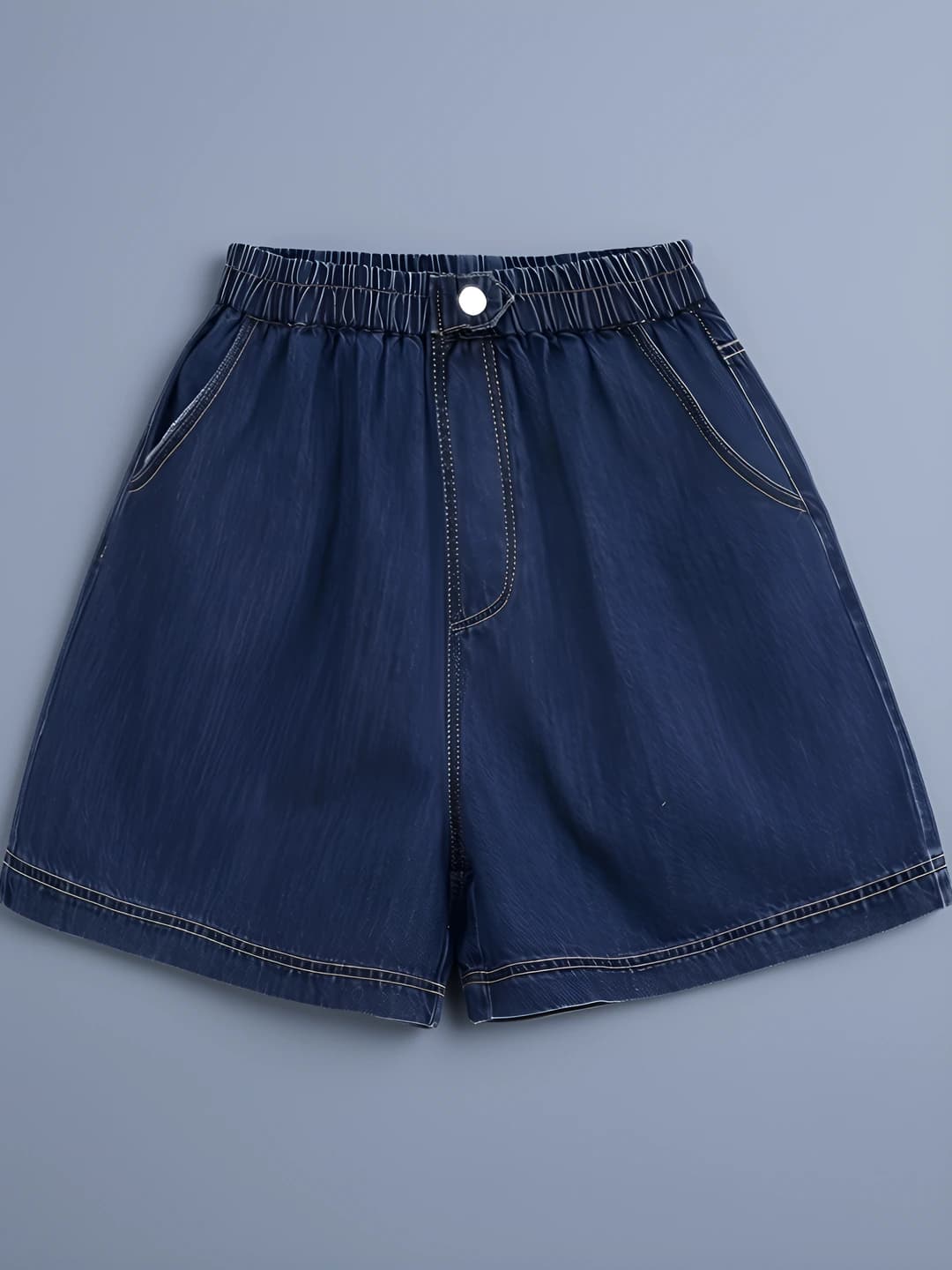 Ayollar uchun katta o'lcham jinsi shorti, baland bel, elastik bel, yupqa, to'g'ri kesim, bo'sh (oversize), yozgi, kundalik
