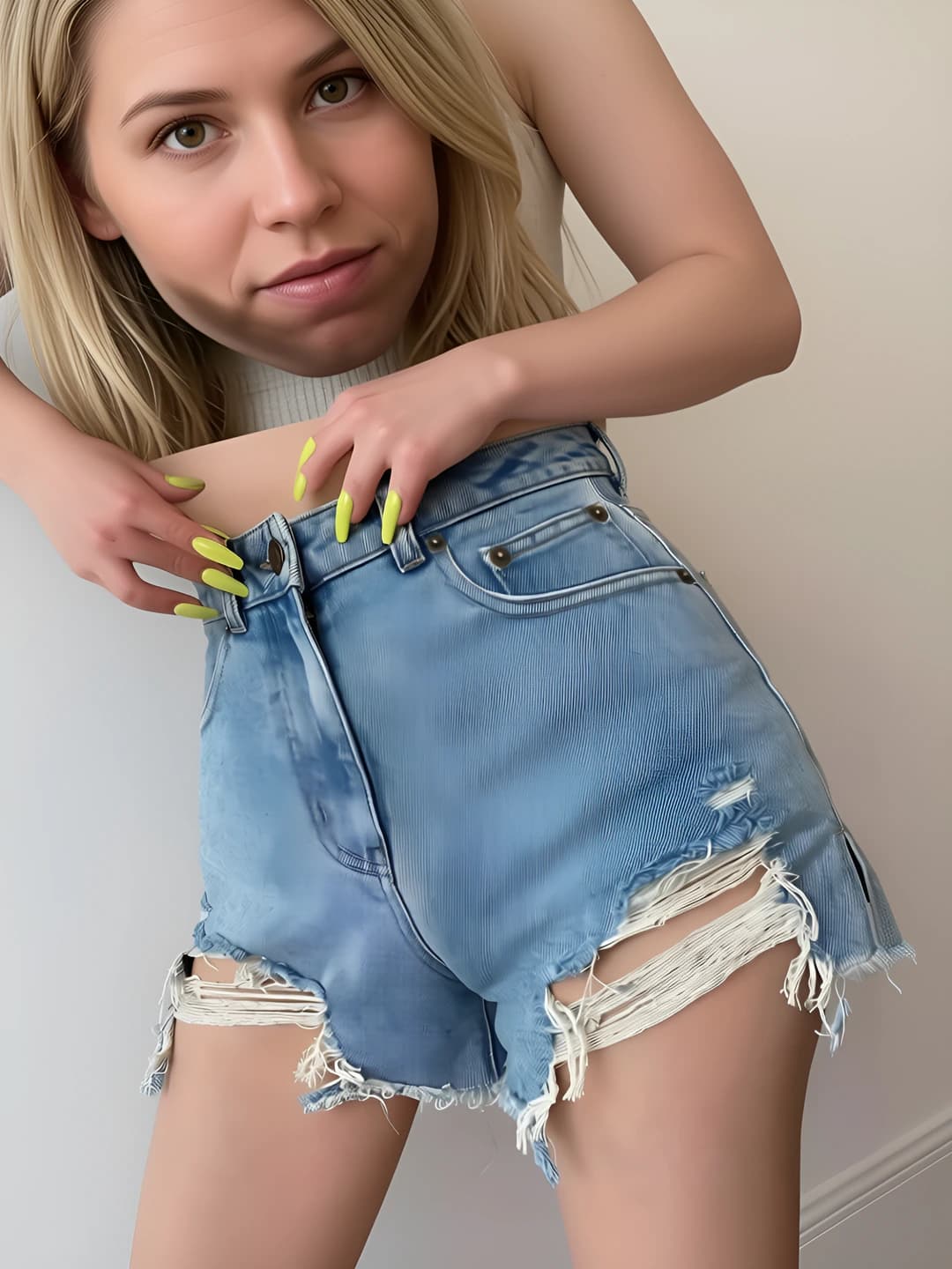 Women's distressed high waist hip-lifting retro denim shorts