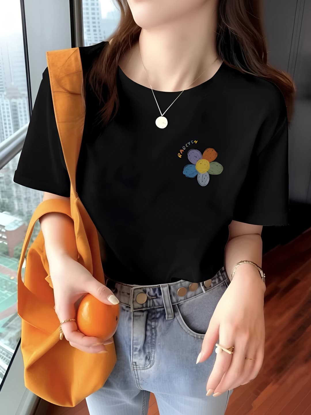 Black five-color flower