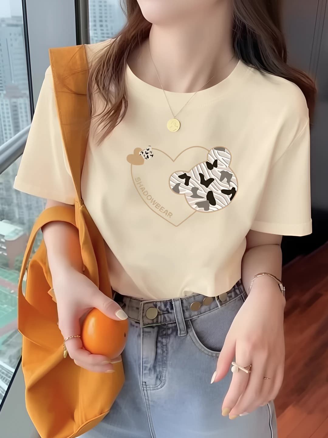 Beige 200g T-shirt heart Mickey