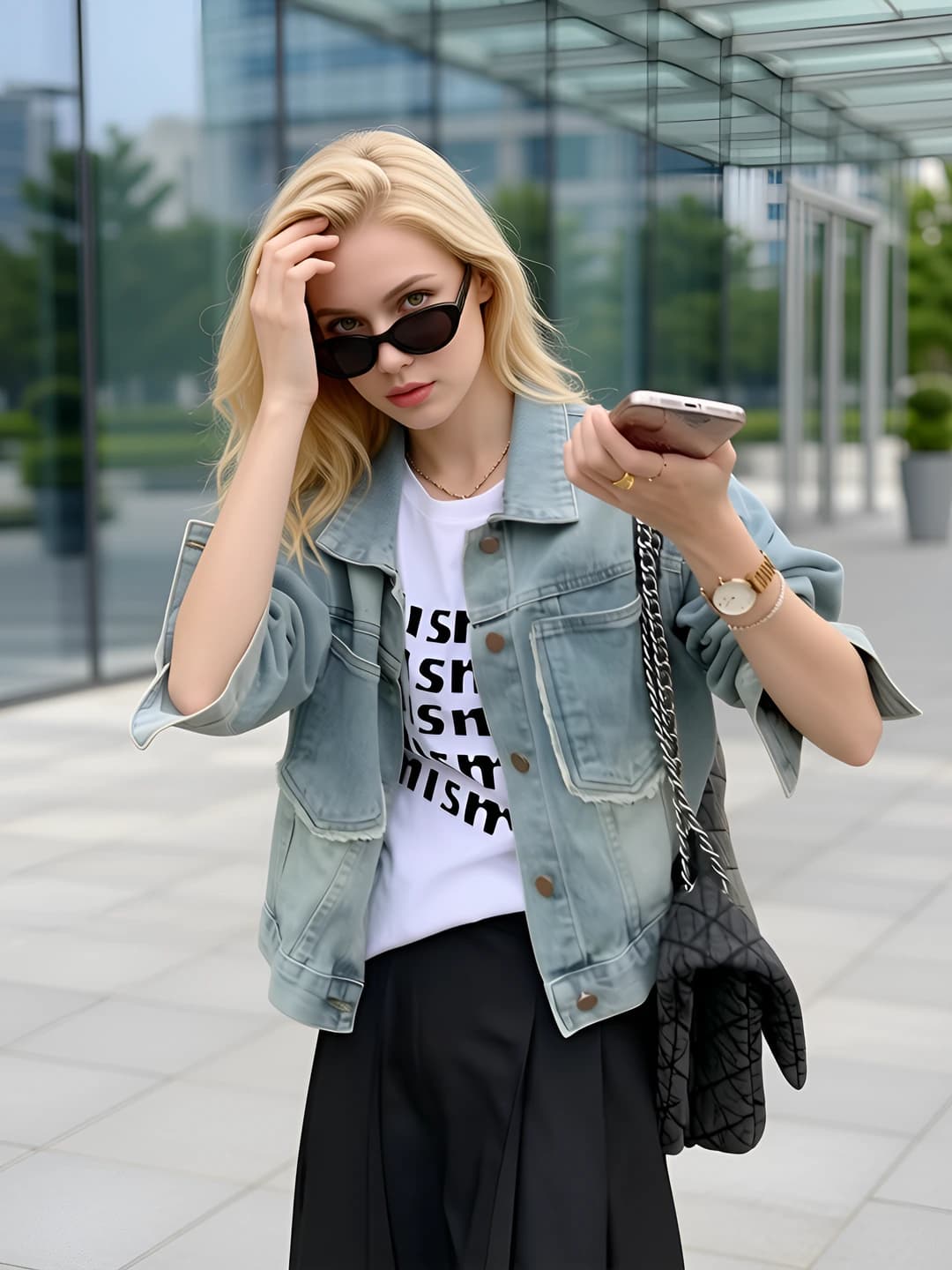 Women's 2026 retro slimming short denim jacket, long sleeve, loose fit, POLO collar, 30%-50% cotton