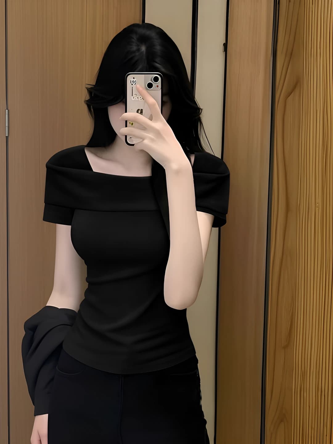 Women's summer ice-silk fabric short sleeve collarless slim fit cropped t-shirt
