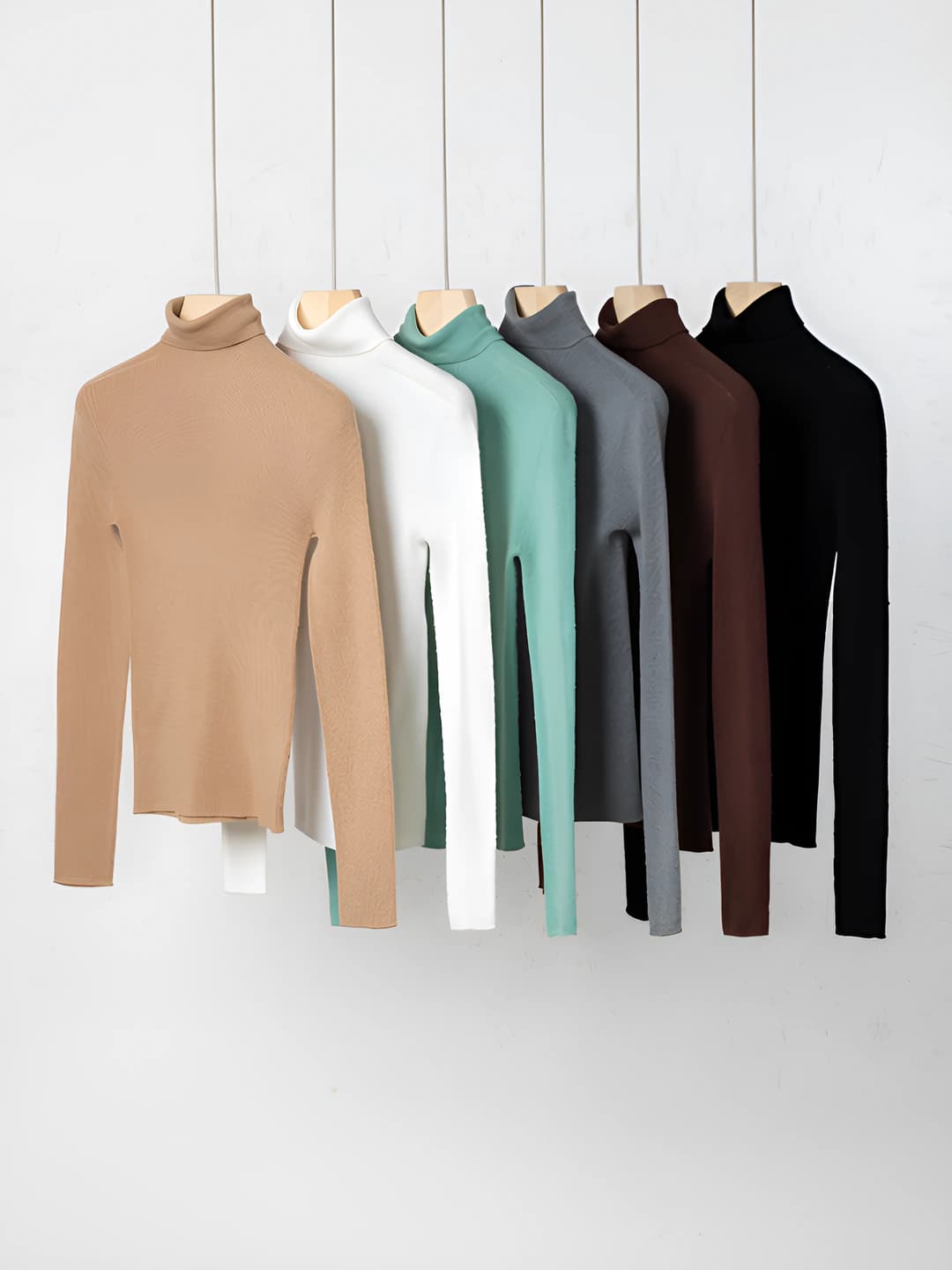 Women's wool turtleneck, high neck, long sleeve, slim fit, slimming, knit top