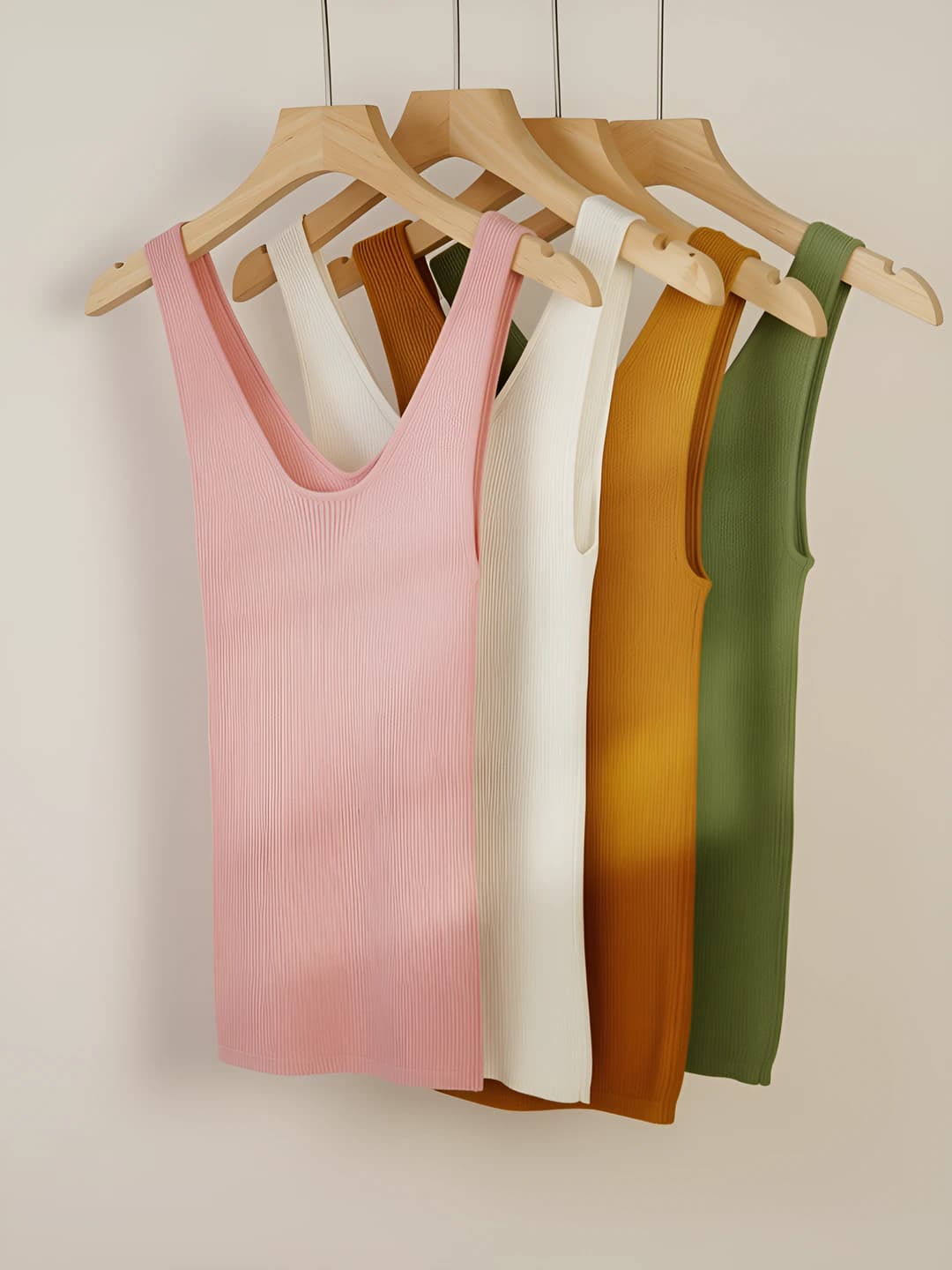 Women's knit tank top, V-neck, sleeveless, slim fit, slimming, for spring, casual and office style