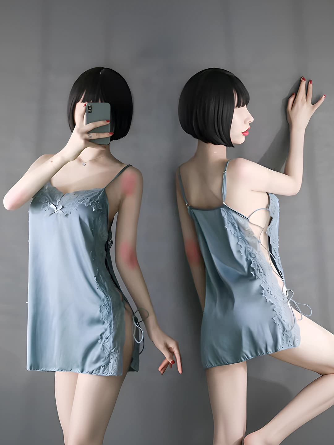 Green nightgown + T-briefs